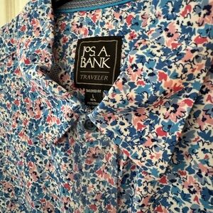 Jos. A. Bank Men's Floral Button Down - Blue and Pink
